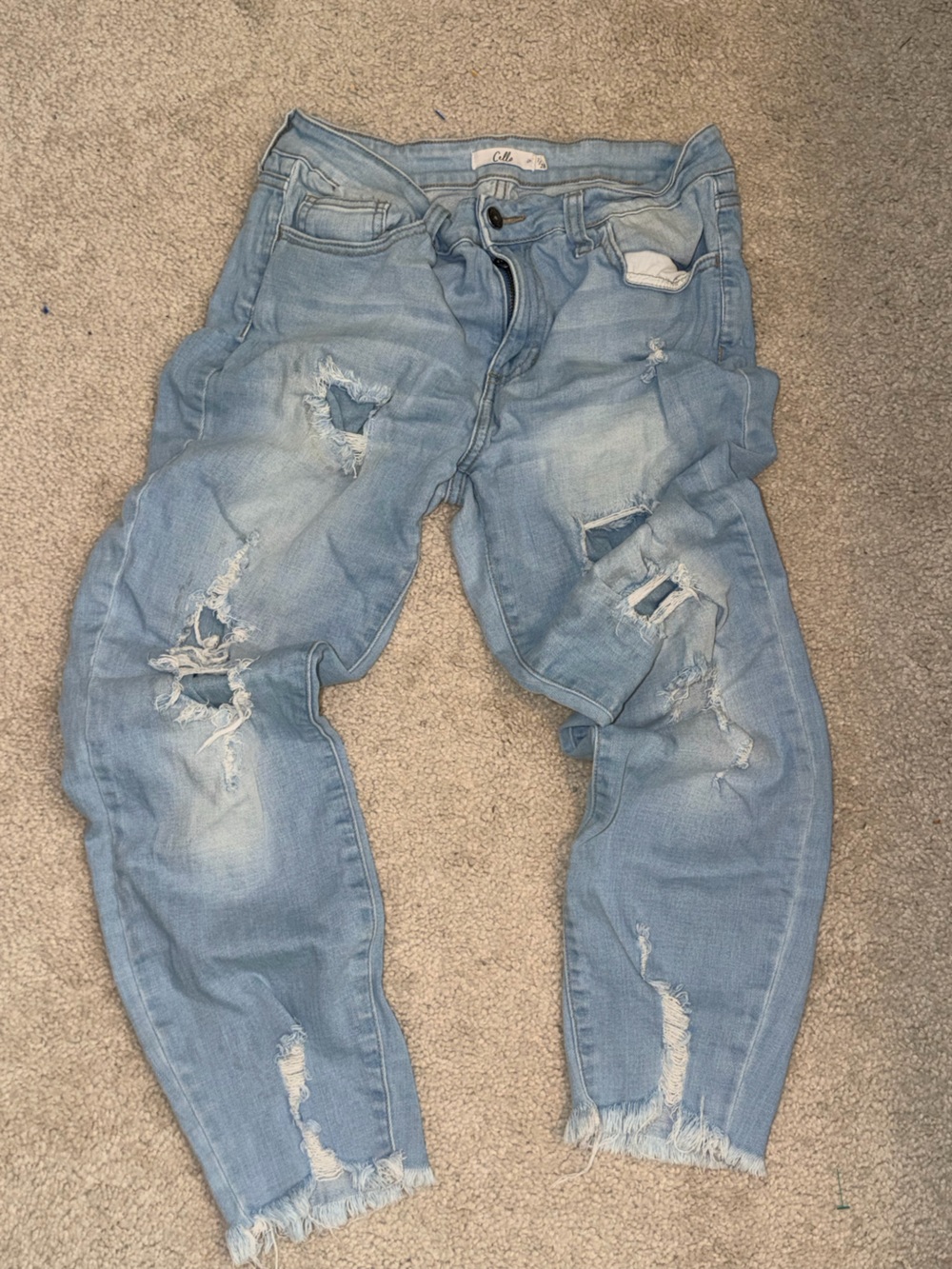 Cello Light Blue Distressed Boyfriend Jeans